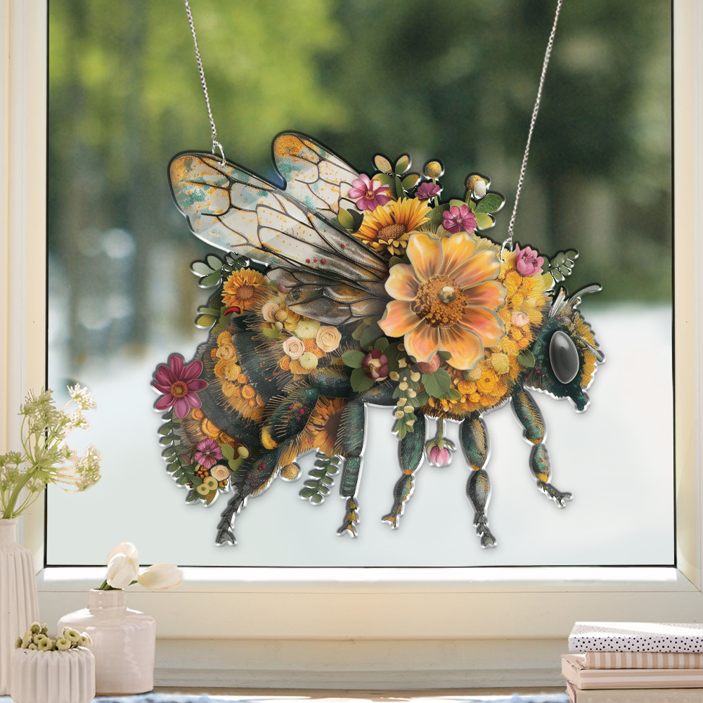 Flower Bee Acrylic Window Hanging Honey Bee Acrylic Window Decor